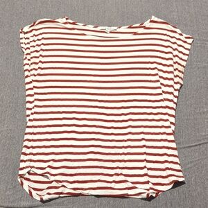 Green Envelope Red and White Striped Short Sleeve Top